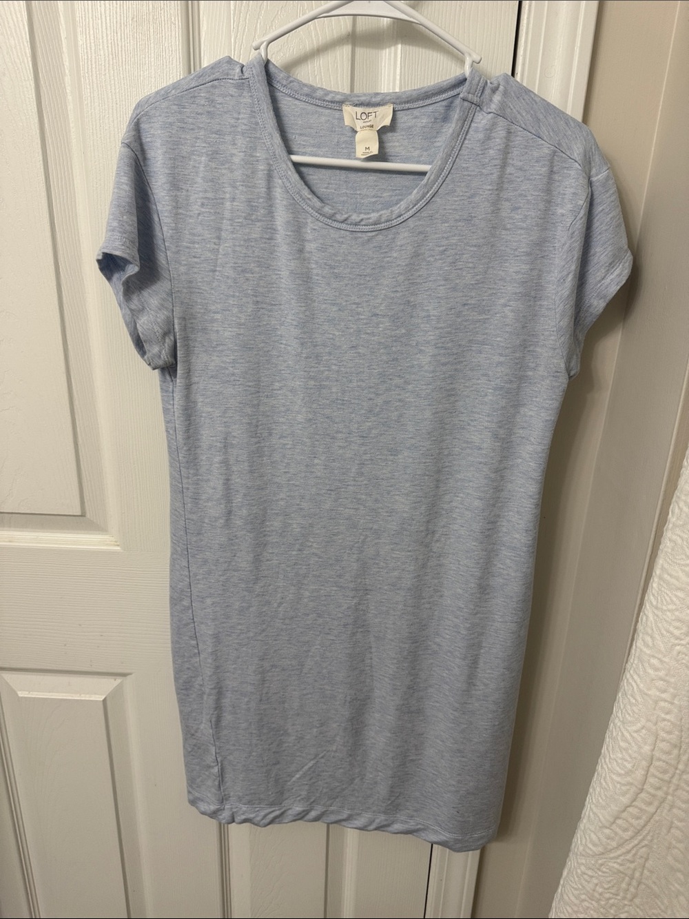 LOFT Heathered Pale Blue Short Sleeve Tee Dress